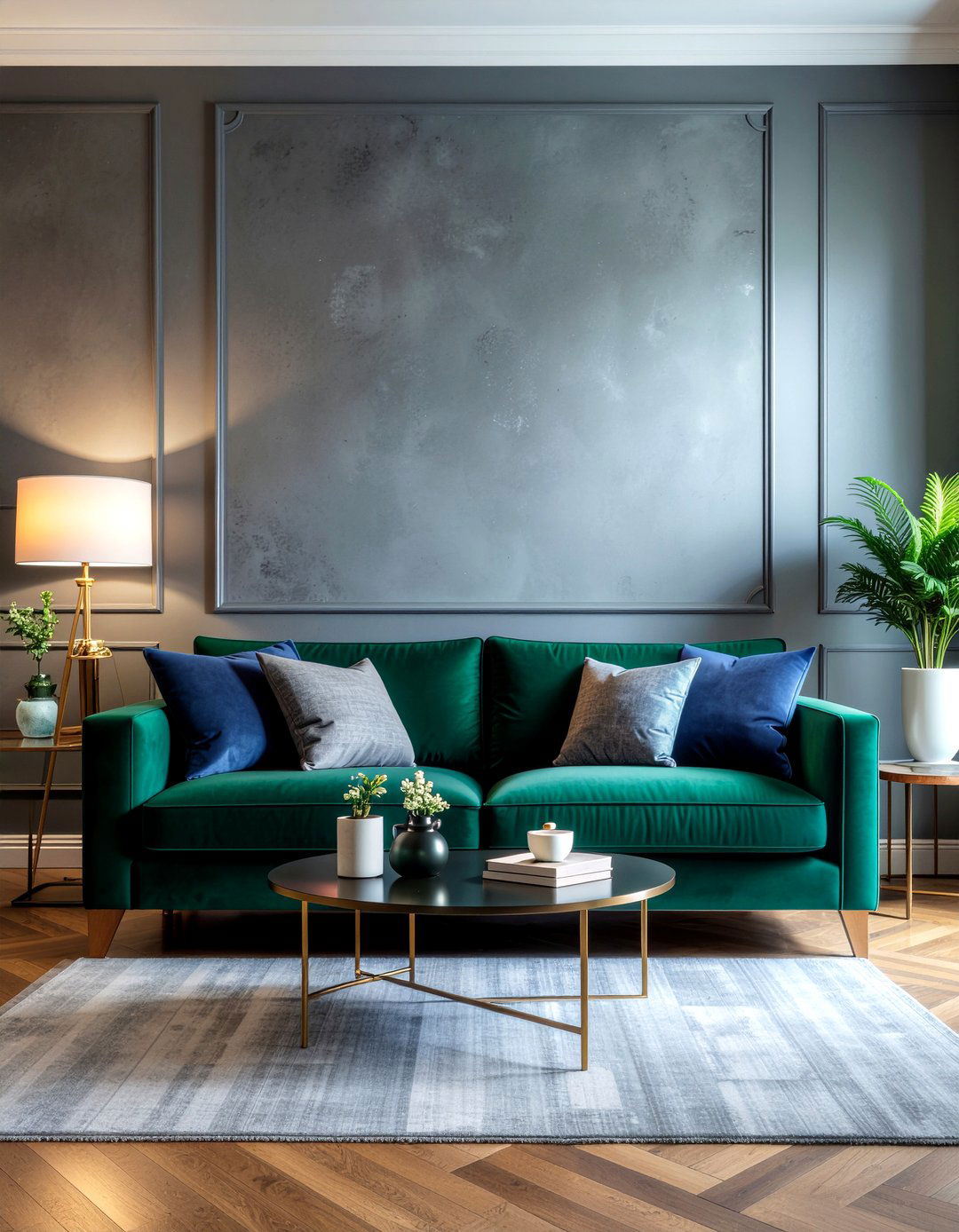 Charcoal wall velvet sofa ideas - 30 living room charcoal walls