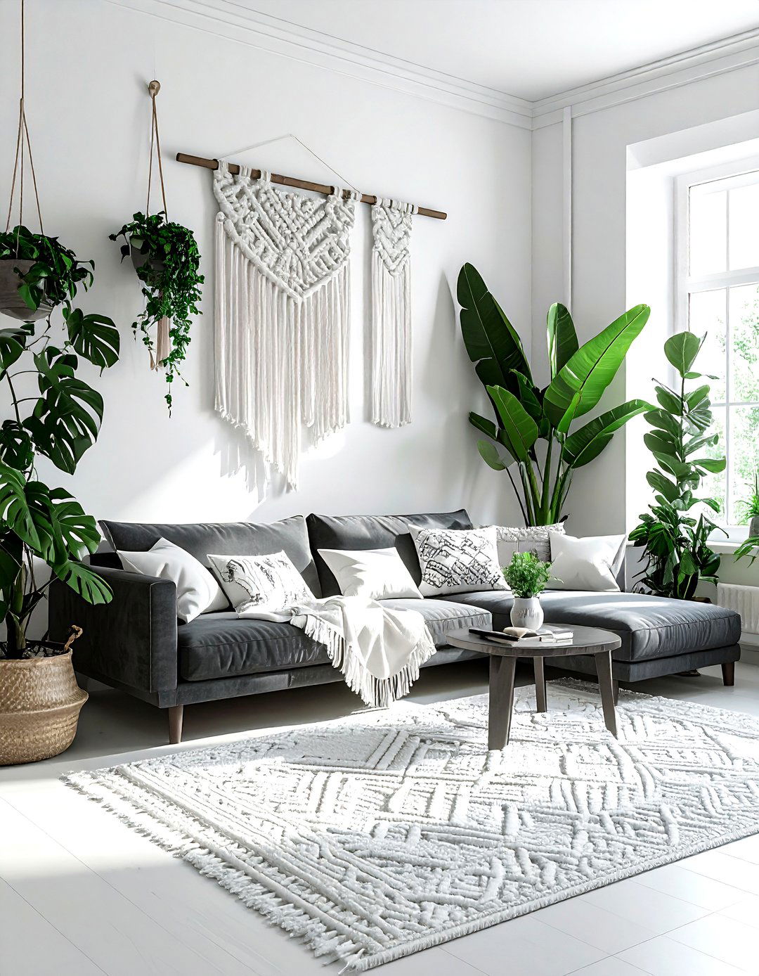 Charcoal white boho aesthetic - 30 charcoal and white living room ideas