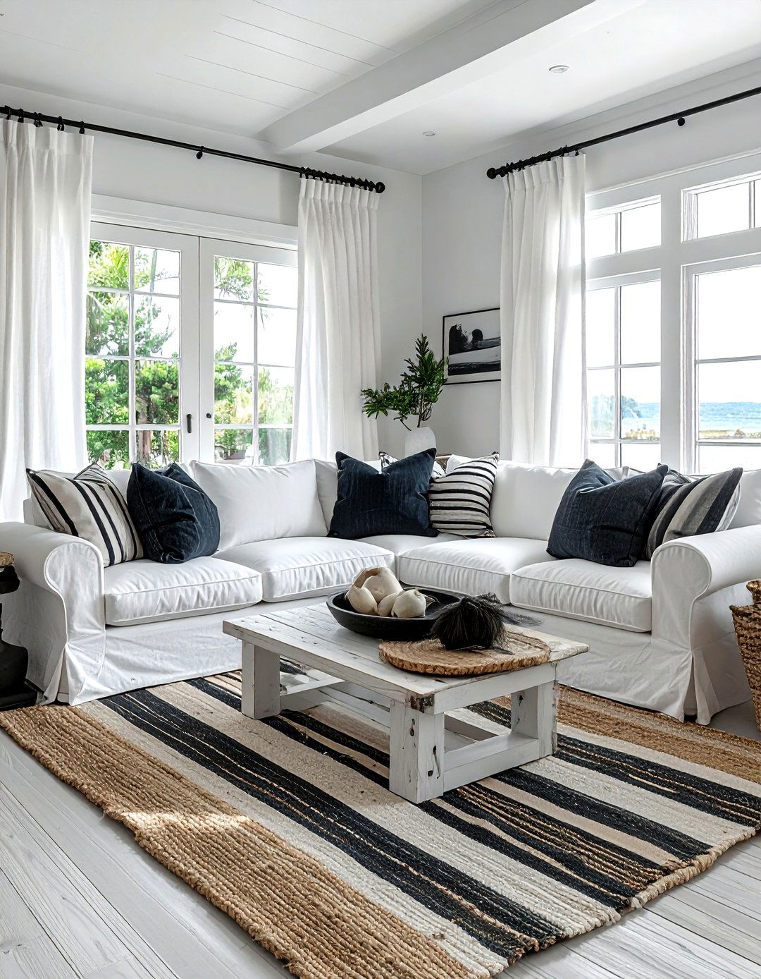Charcoal white coastal living room - 30 charcoal and white living room ideas