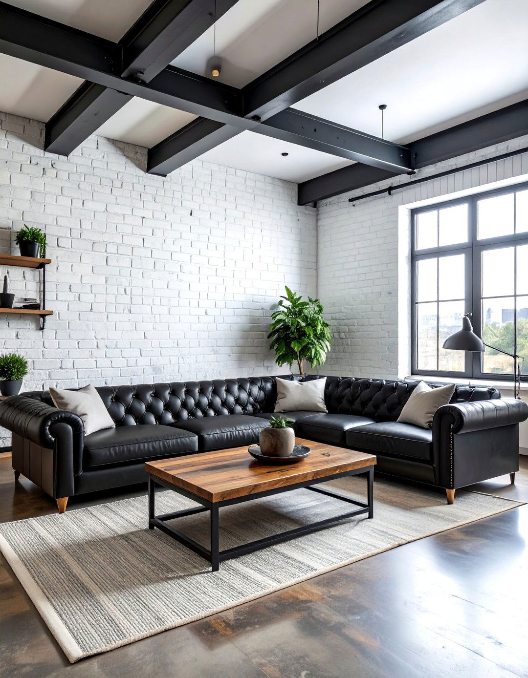 Charcoal white industrial living room - 30 charcoal and white living room ideas