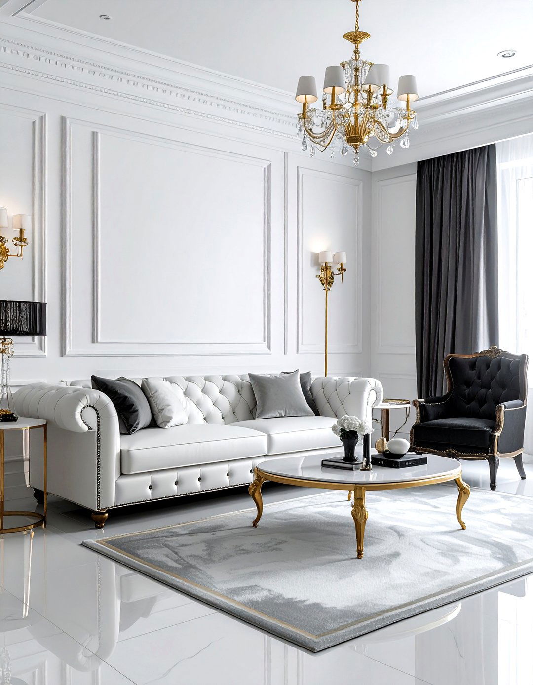 Charcoal white luxury living room - 30 charcoal and white living room ideas