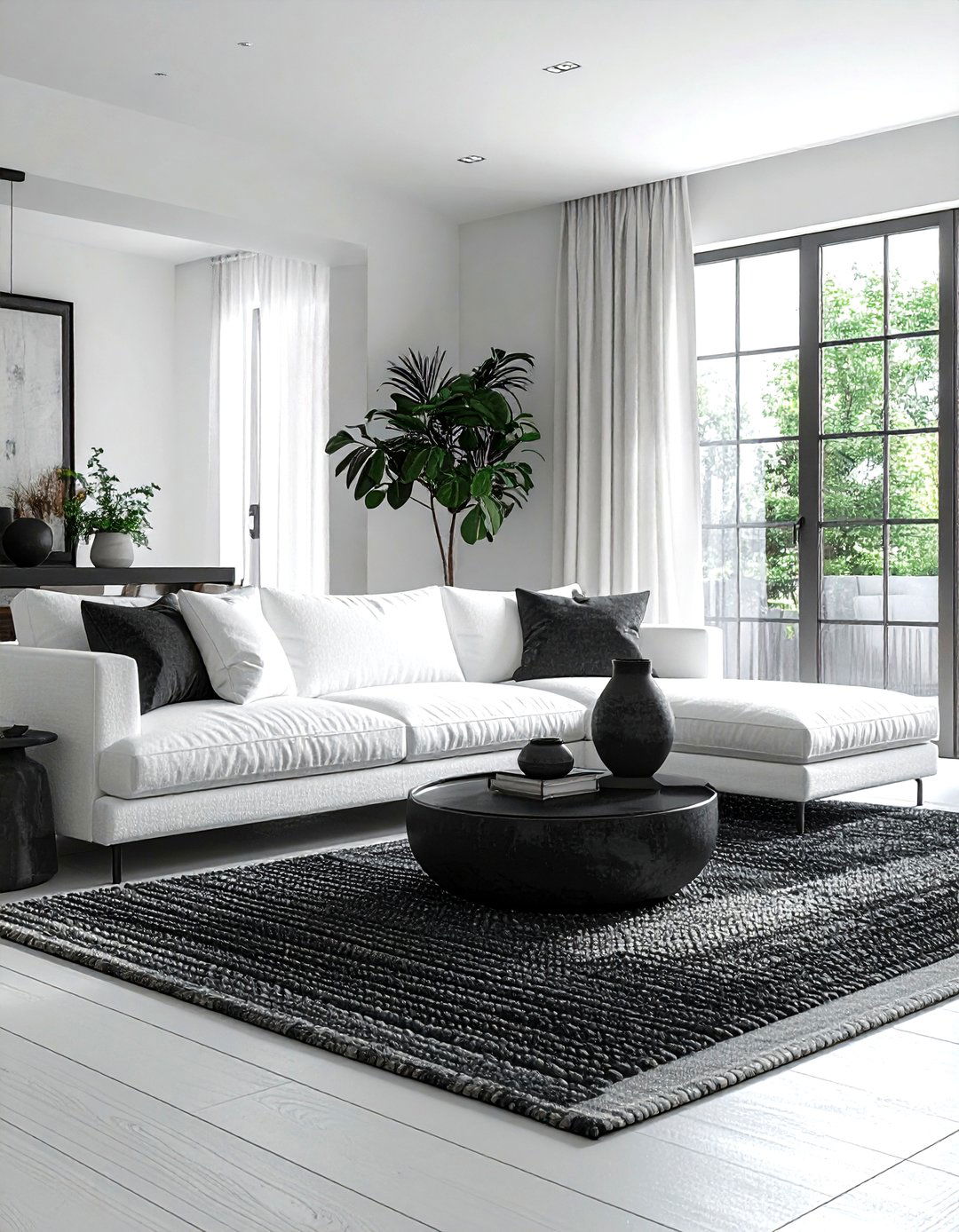 Charcoal white textured living room - 30 charcoal and white living room ideas