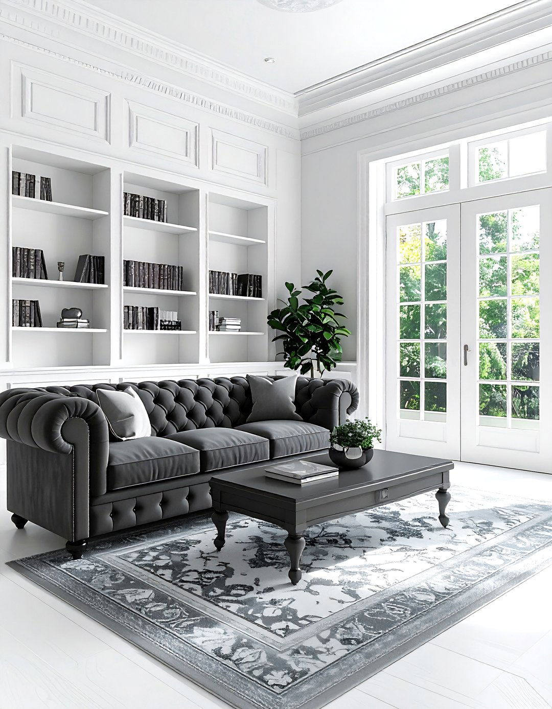 Charcoal white traditional living room - 30 charcoal and white living room ideas