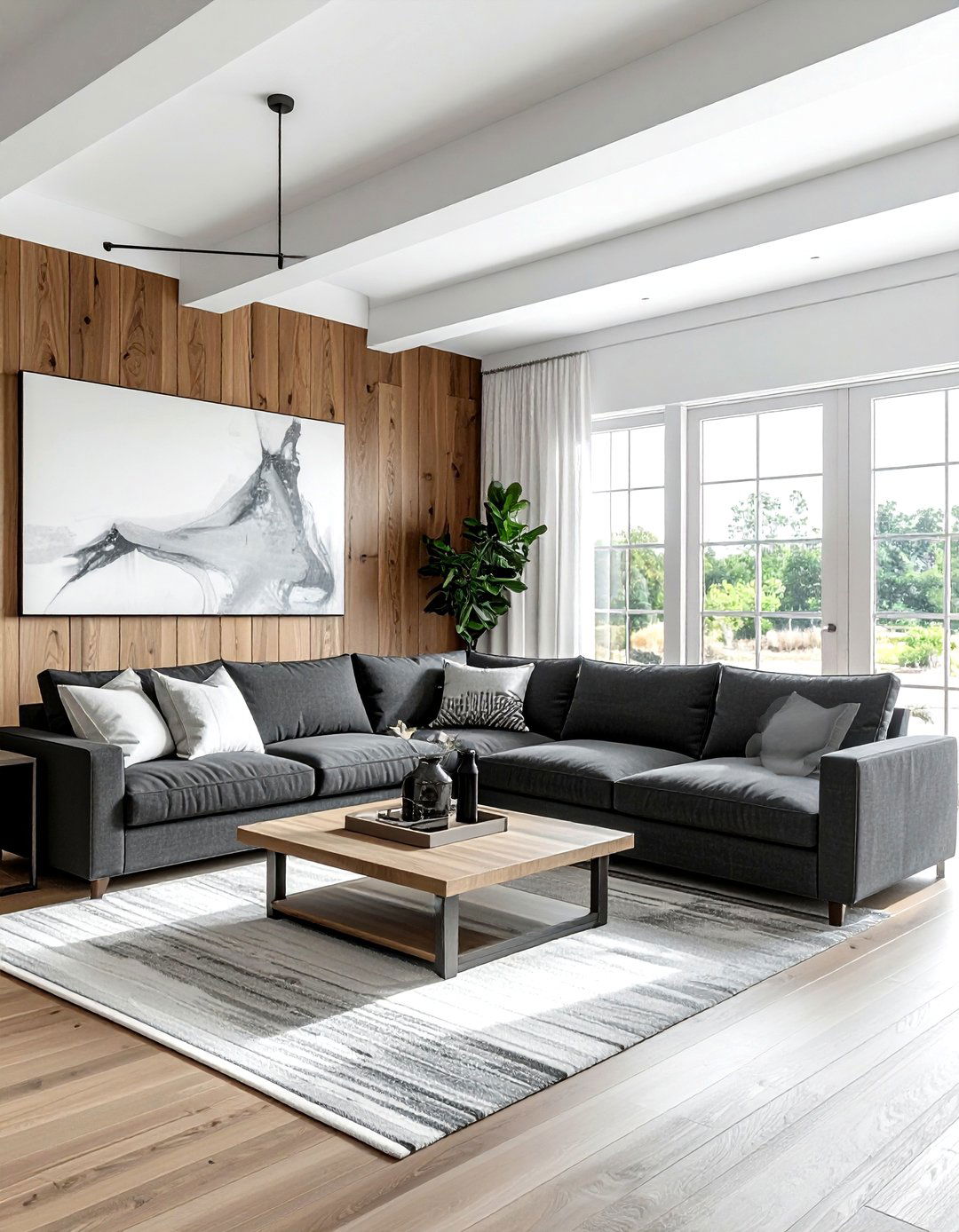 Charcoal white wood living room - 30 charcoal and white living room ideas