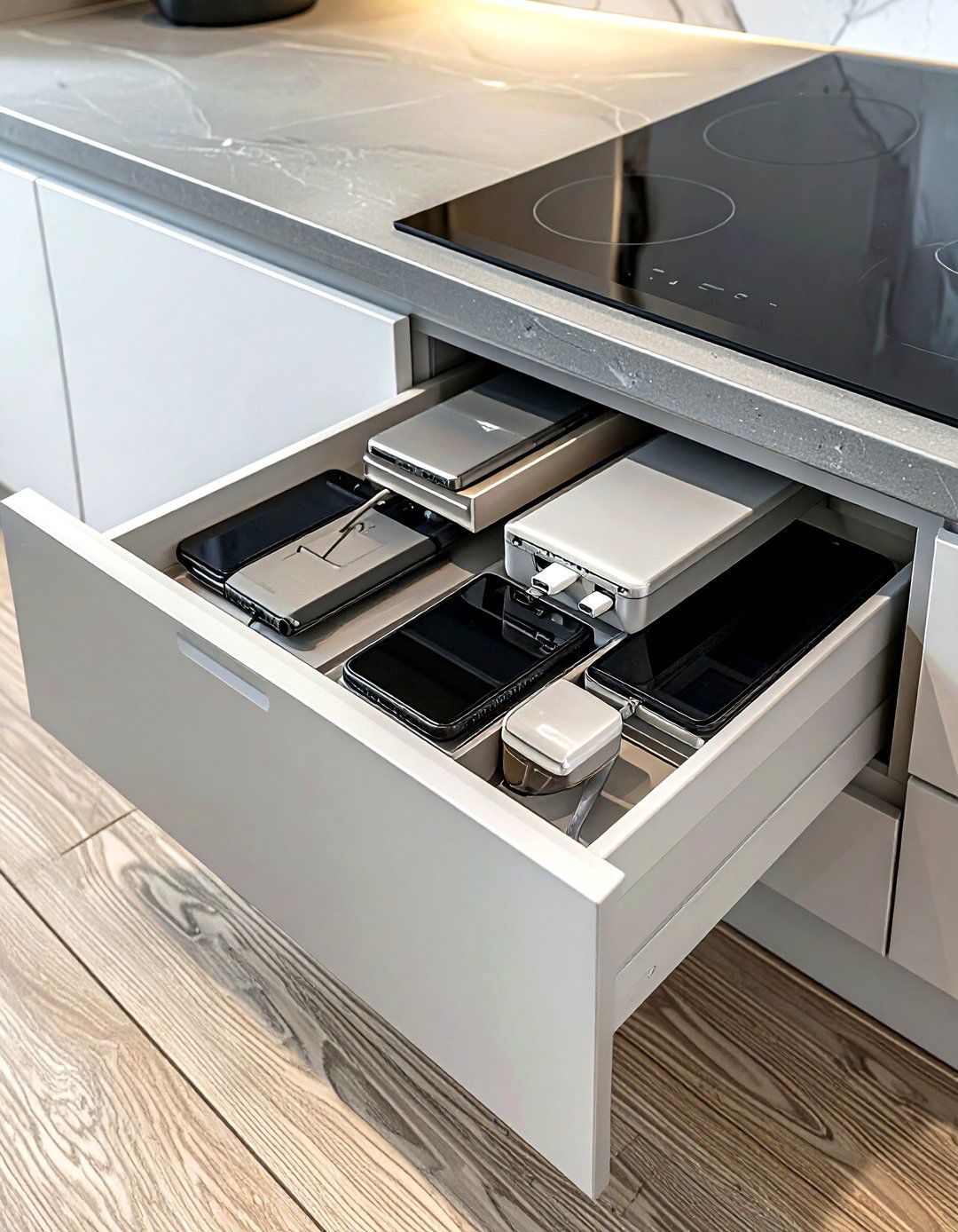 Charging Station Drawer - 30 kitchen workstation ideas