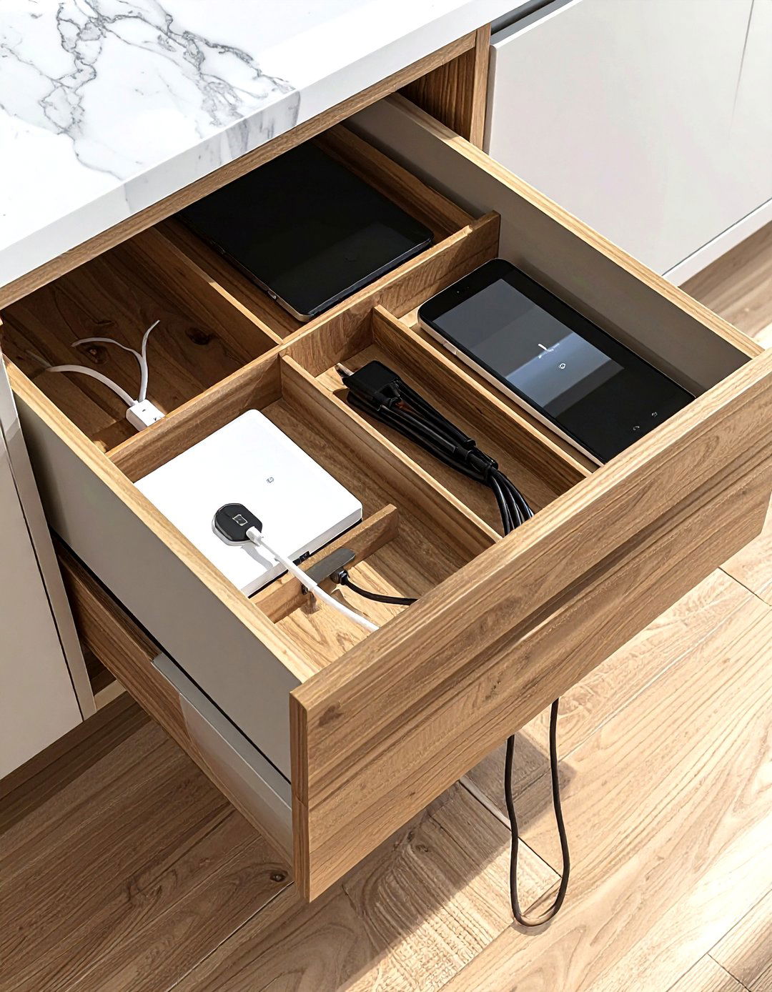 Charging Station Drawer Kit - 30 living room drawer organization ideas