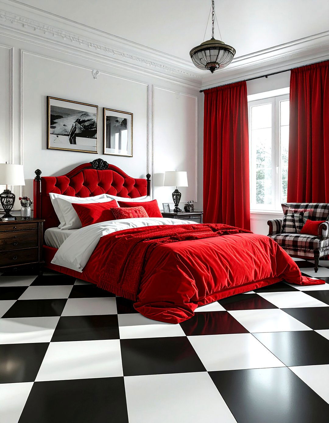 Checkboard Floor Pattern Bedroom - 30 maximalist bedroom ideas