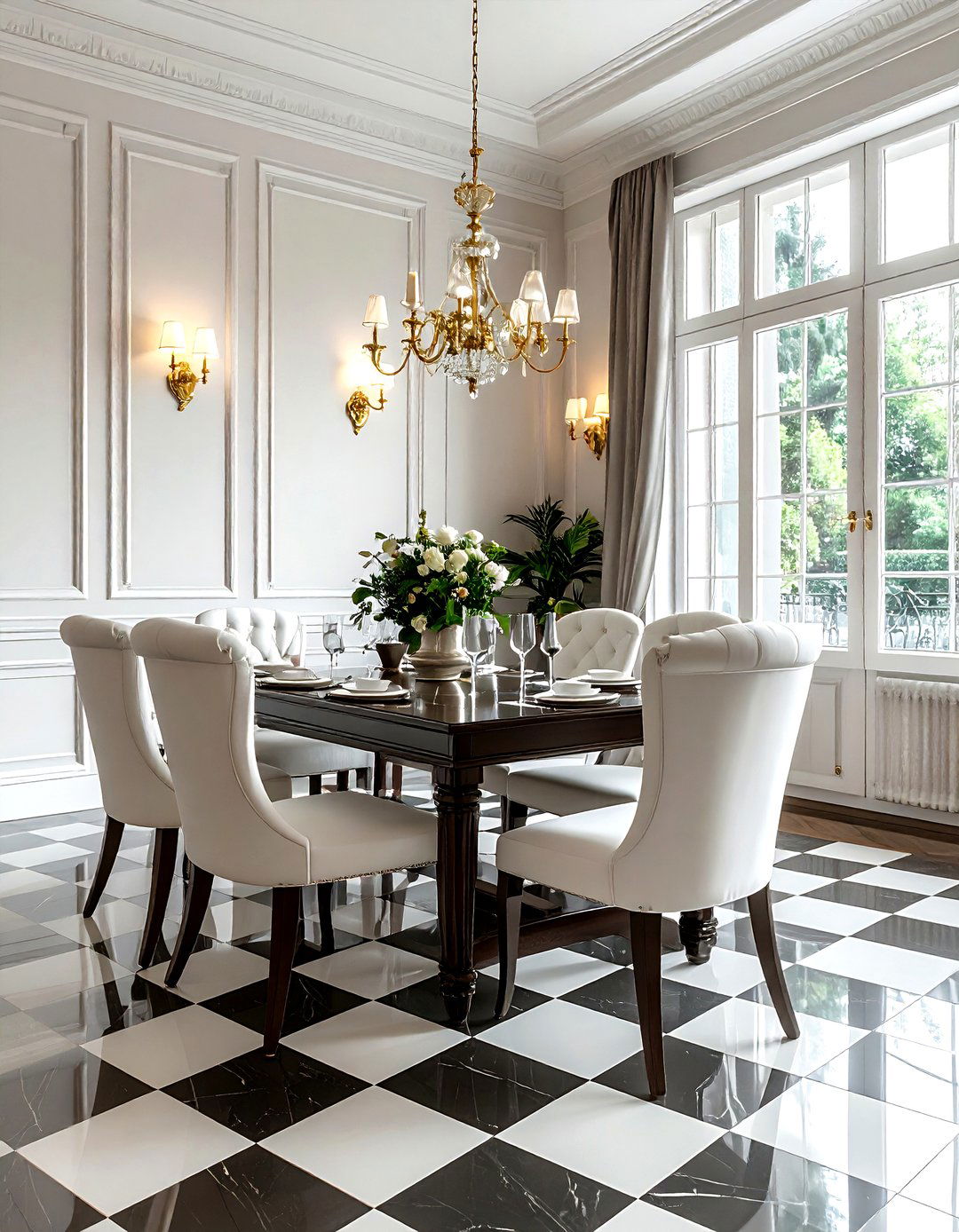 Checkerboard Floor Tile - 30 dining room tile ideas