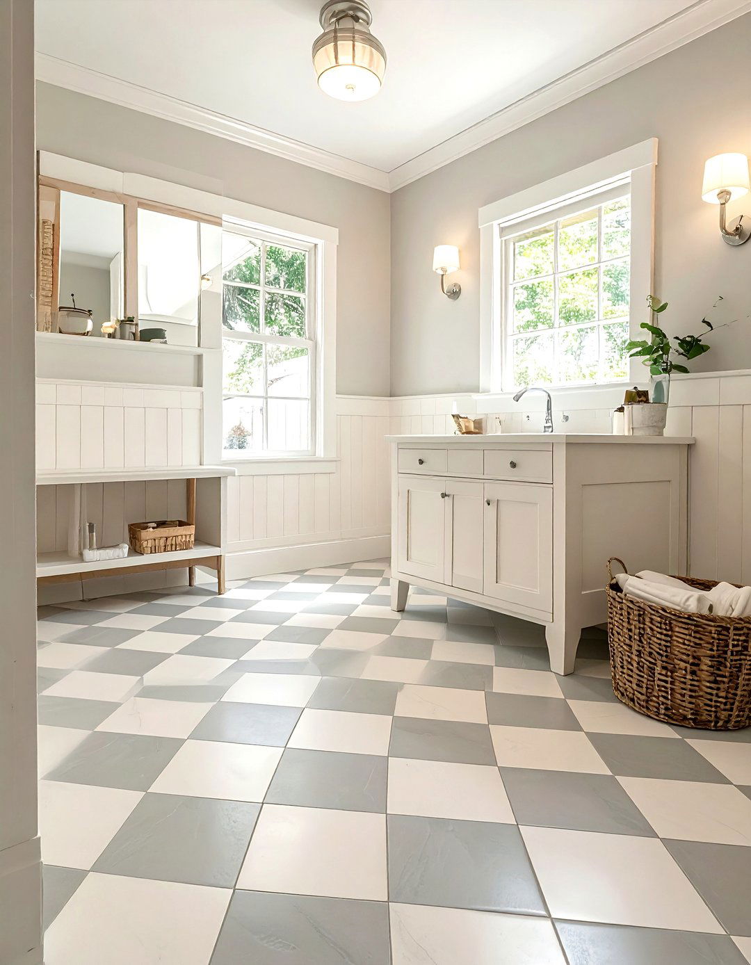 Checkerboard Floor Tile - 30 bungalow bathroom ideas