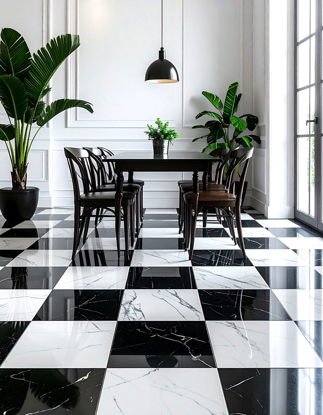Checkerboard Floor Tile - 30 dining room floor design ideas