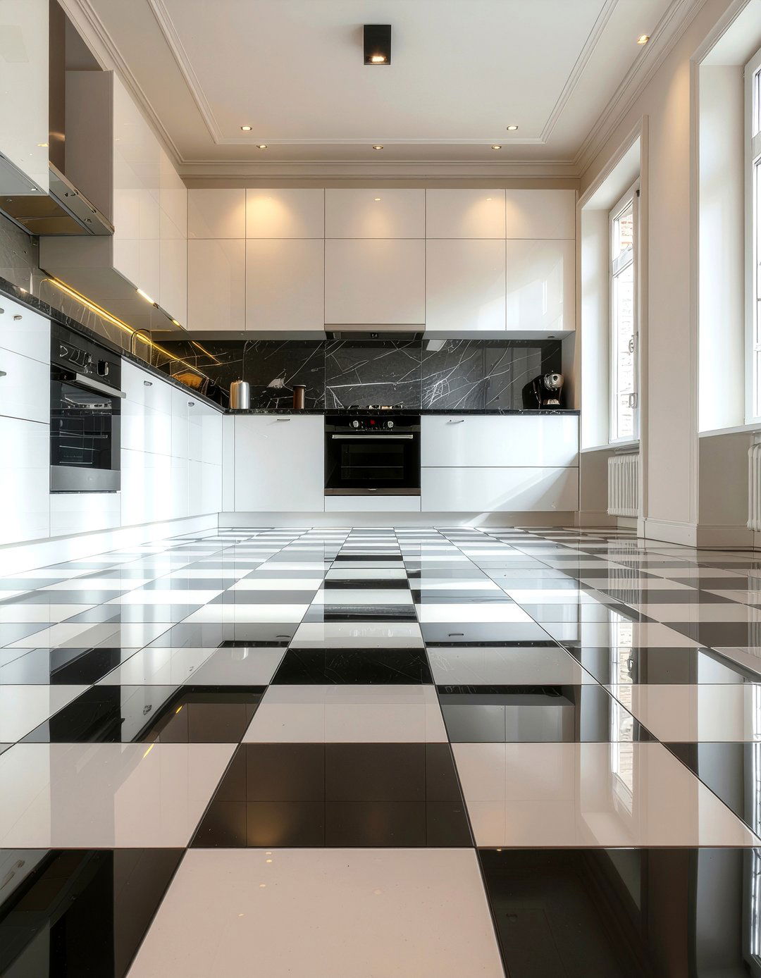 Checkerboard Floors - 30 French kitchen ideas