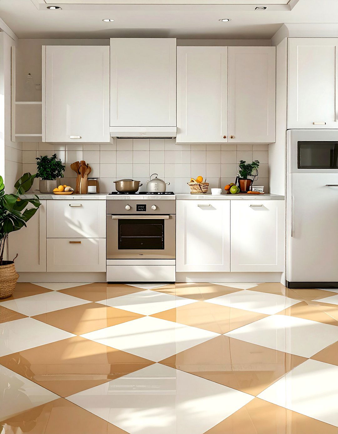Checkerboard Kitchen Floor Sticker - 30 peel and stick kitchen ideas