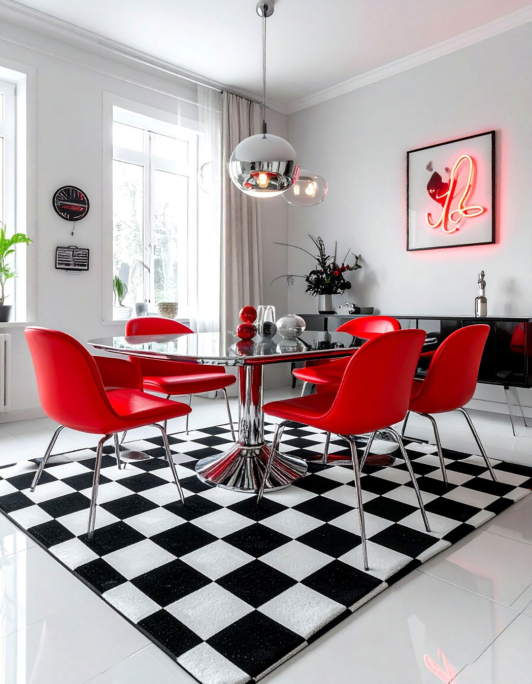 Checkerboard Pattern Rug - 30 dining room area rug ideas