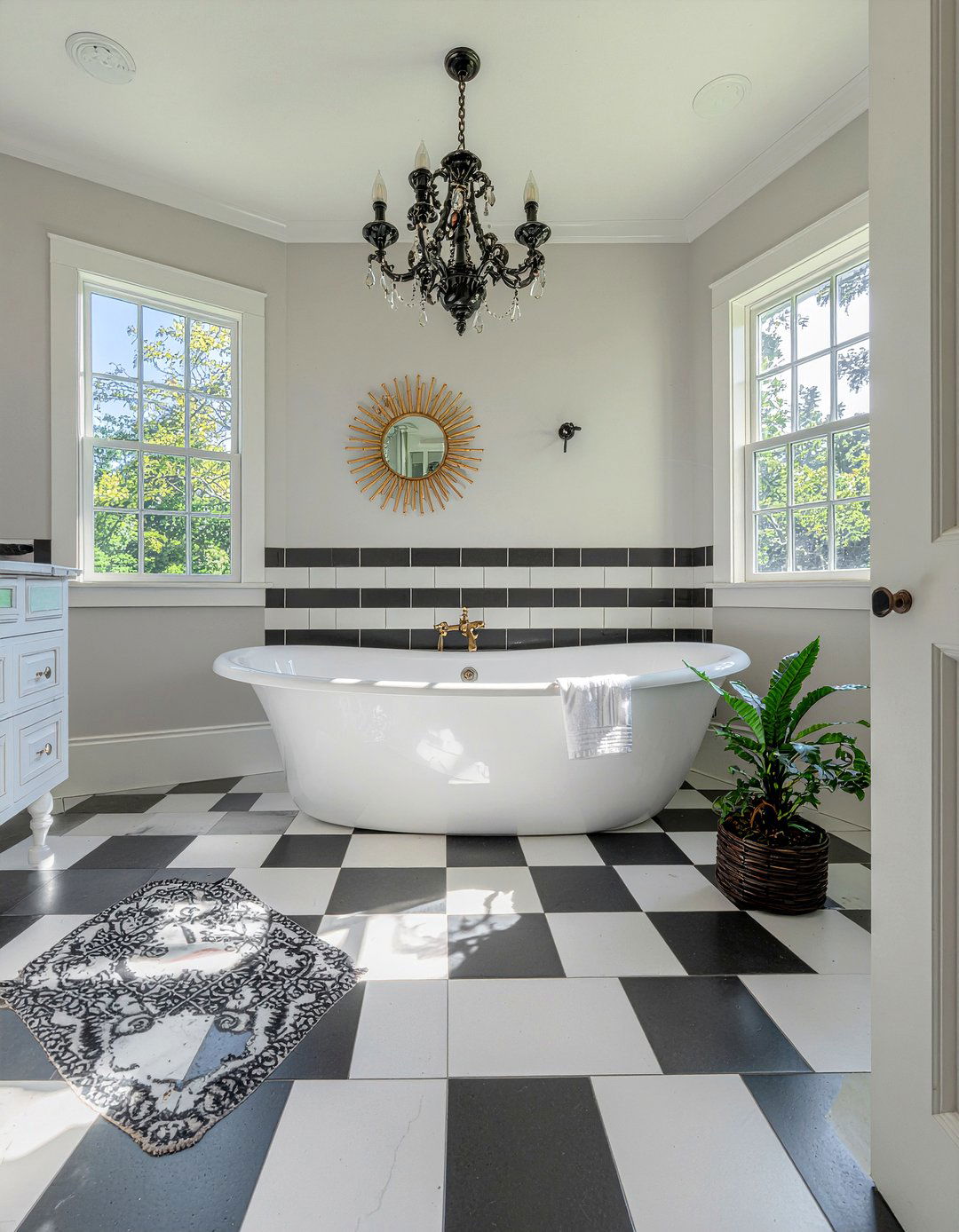 Checkerboard bathroom wall tile - 30 floor to ceiling tile bathroom ideas