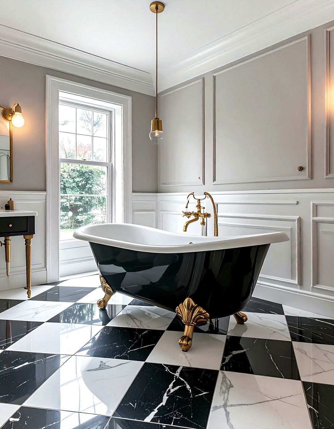 Checkerboard floor bathroom - 30 current decor ideas