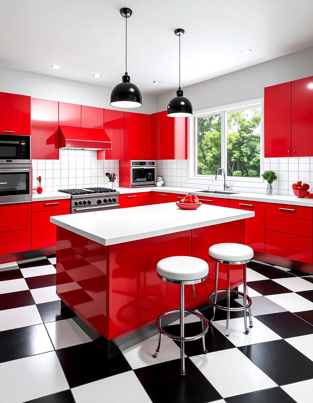 Checkerboard kitchen floor - 30 maximalist kitchen ideas