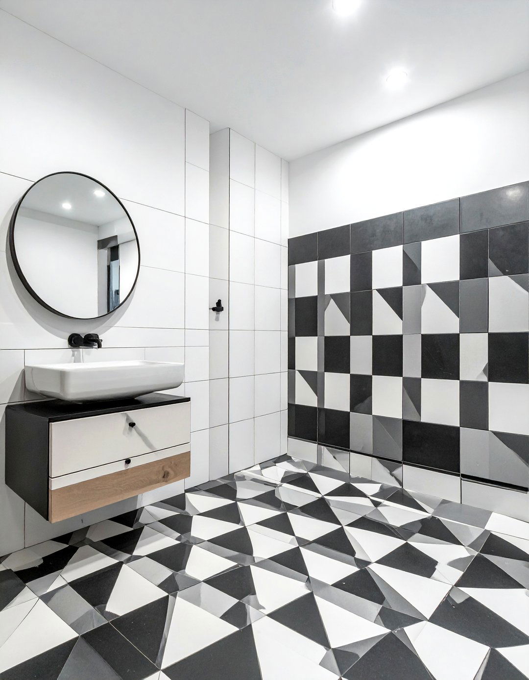 Checkerboard tile - 30 bathroom wall tile ideas