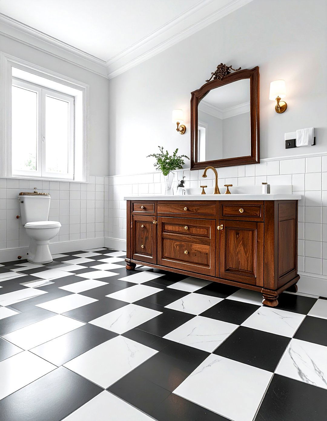 Checkerboard tile floor - 30 bathroom flooring ideas