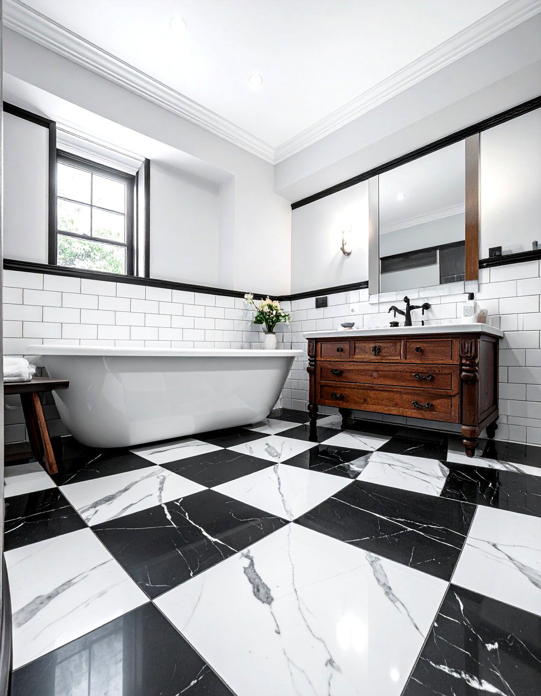 Checkered Bathroom Floor Tile - 30 black and white decor ideas