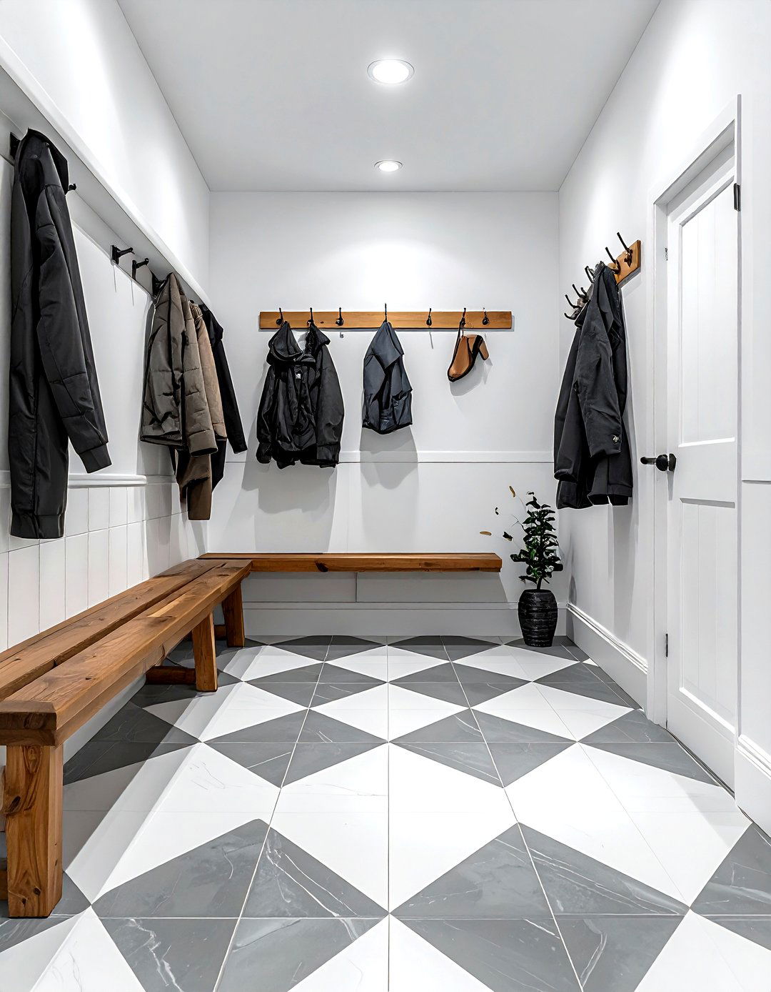 Checkered Entryway Floor - 30 check decor ideas