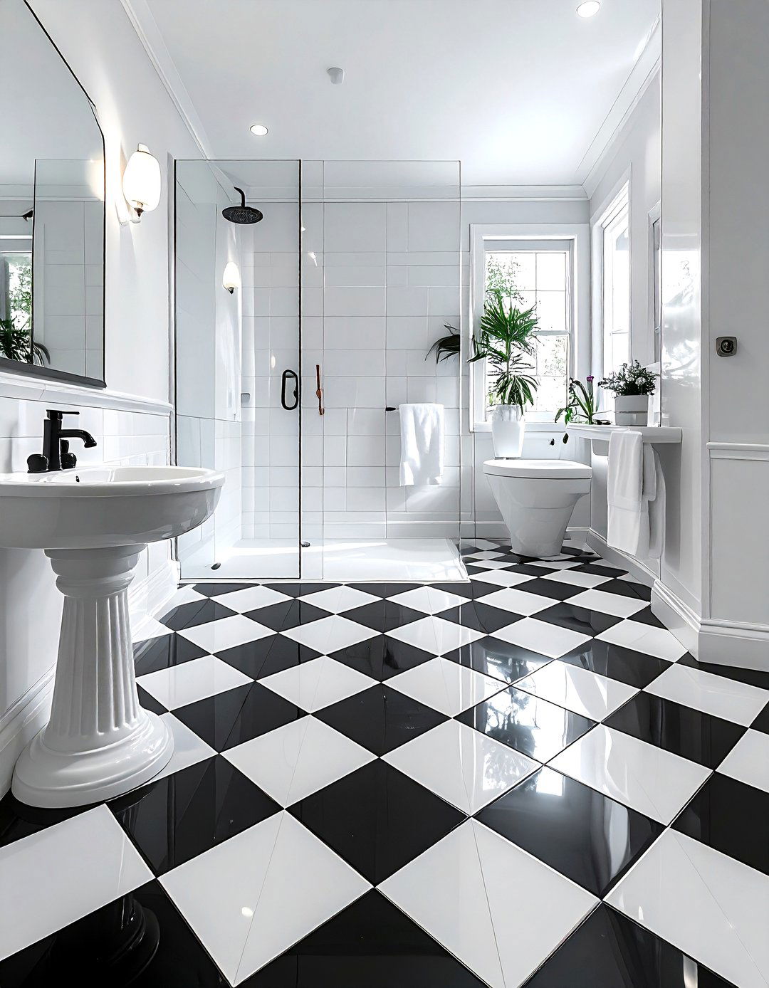 Checkered Floor Tile - 30 Victorian bathroom ideas