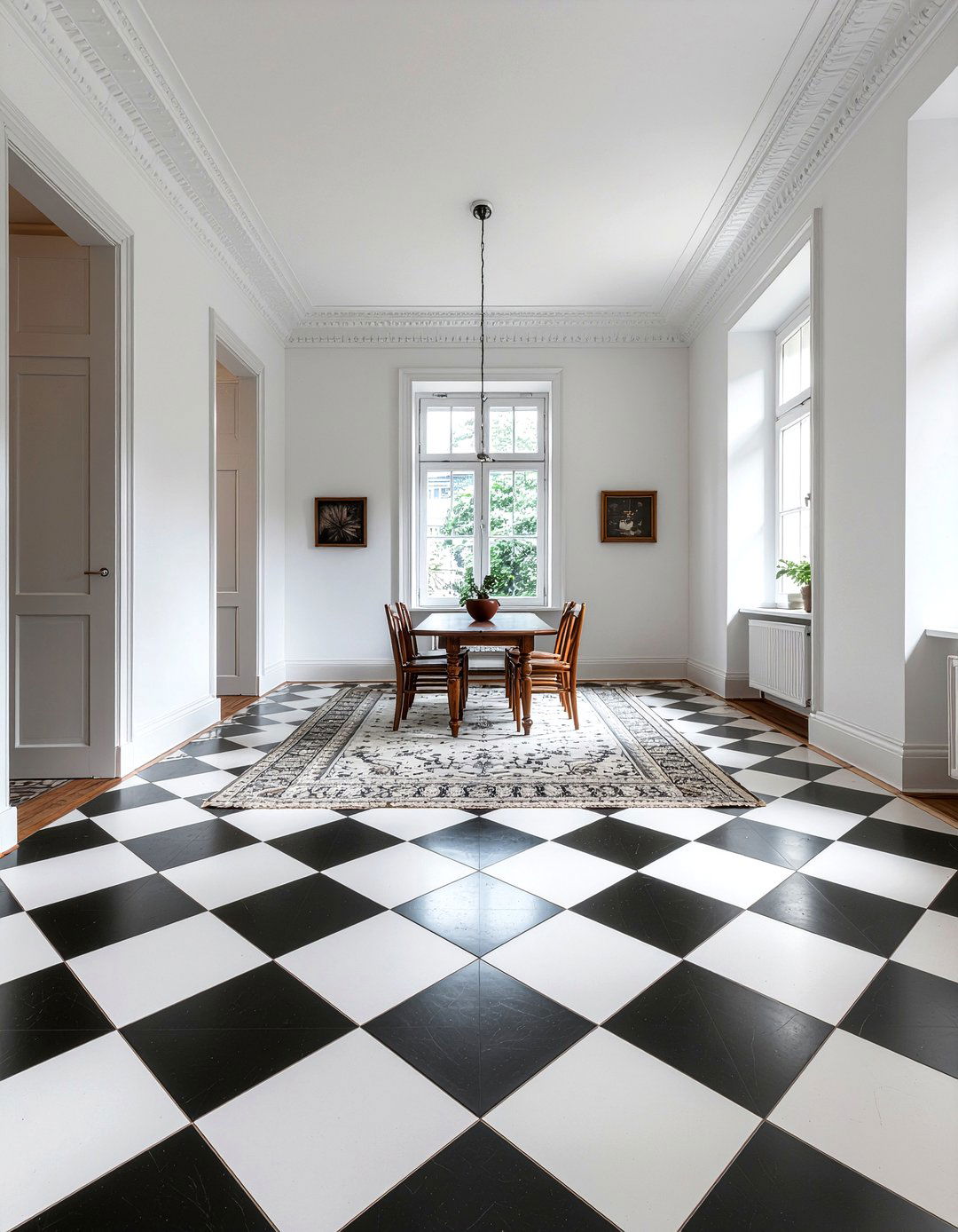 Checkered Floor Tiles - 30 English dining room ideas