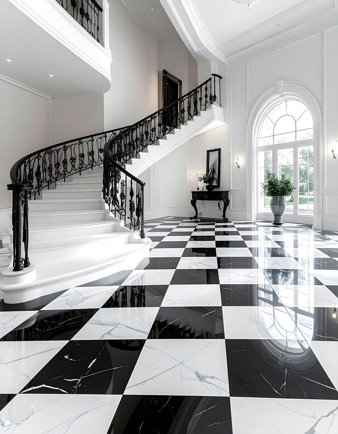 Checkered Marble Floor - 30 grand entryway ideas