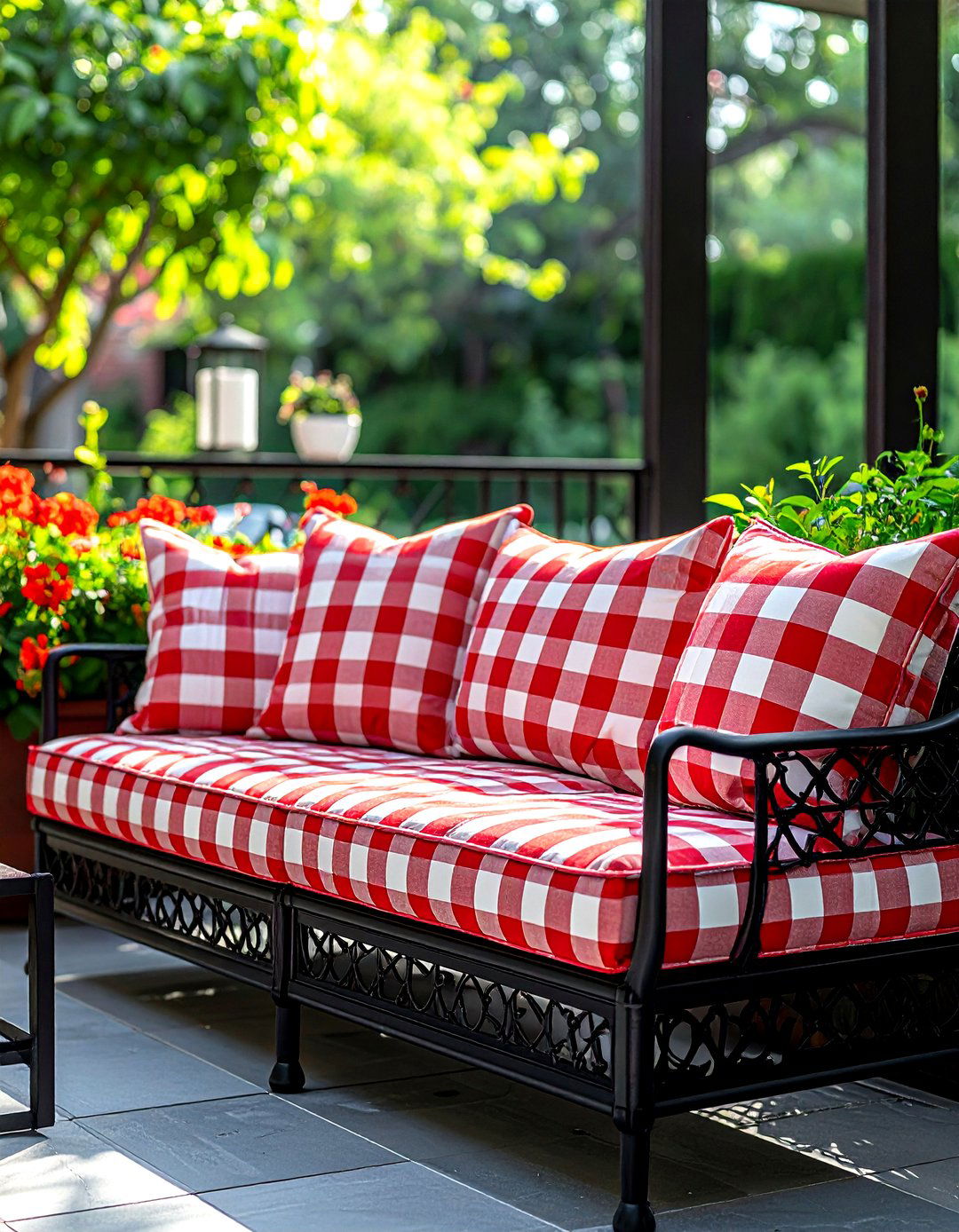 Checkered Patio Cushion - 30 check decor ideas
