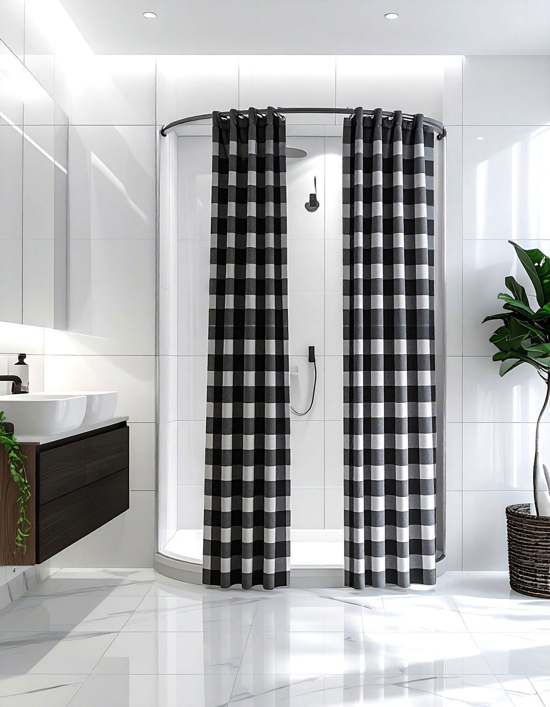 Checkered Shower Curtain - 30 check decor ideas