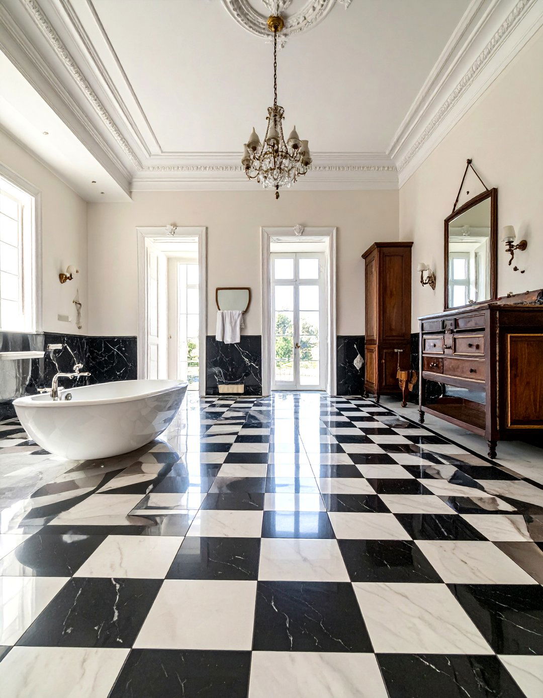 Checkered floor - 30 English bathroom ideas