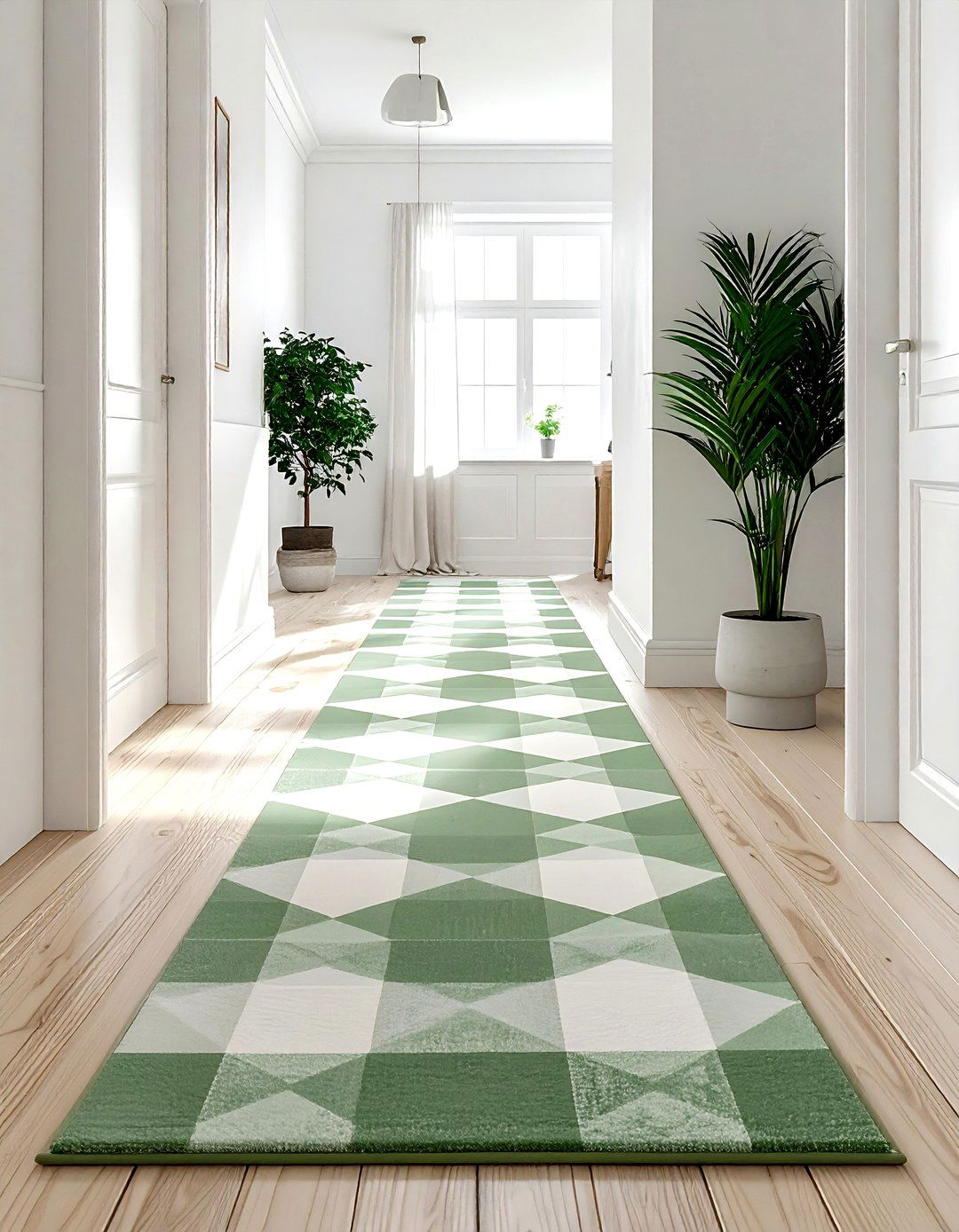 Checkered hallway runner - 30 hallway runner ideas