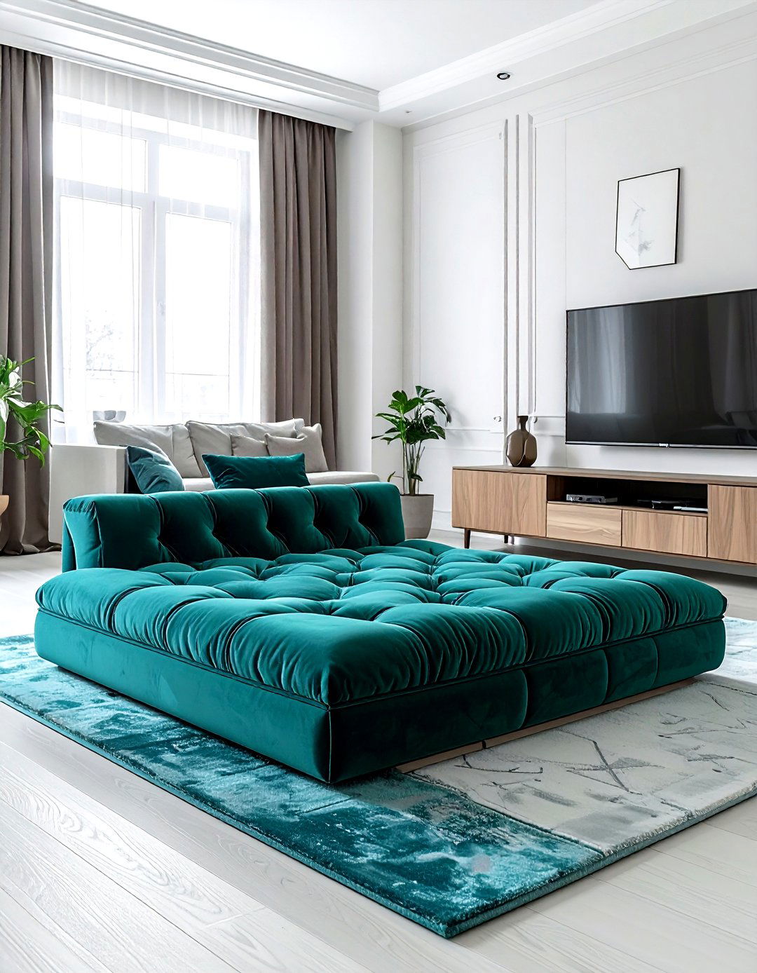 Chenille Floor Seat - 30 living room pouf seating ideas