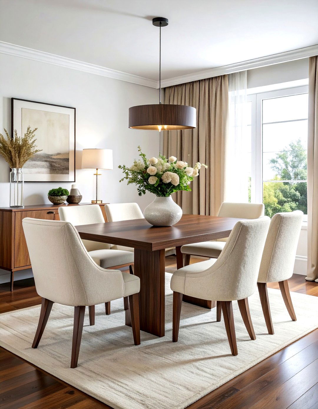 Chenille Upholstery Walnut Wood - 30 dining room texture layering ideas