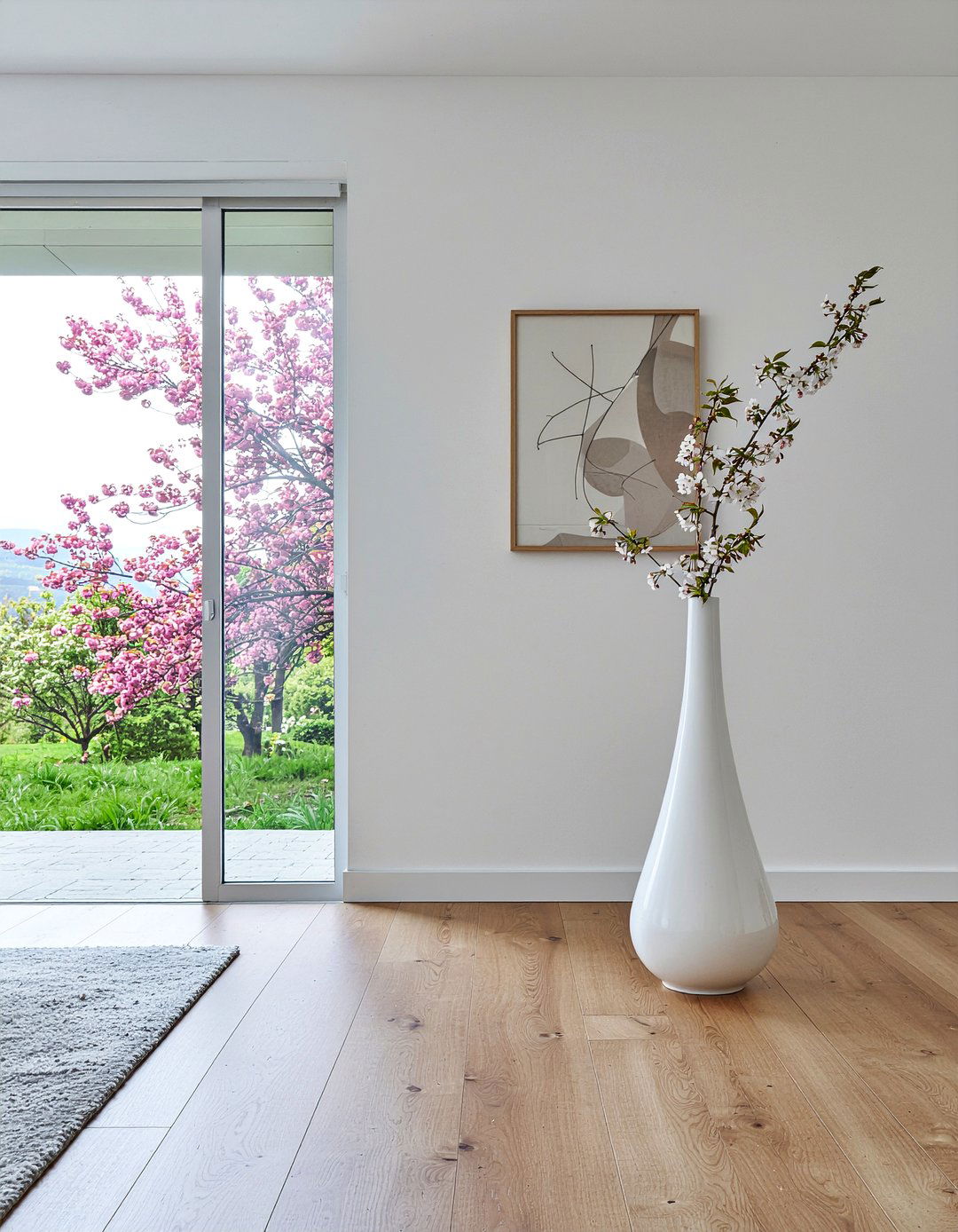 Cherry Blossom Branch Tall Vase - 30 bedroom flower arrangements