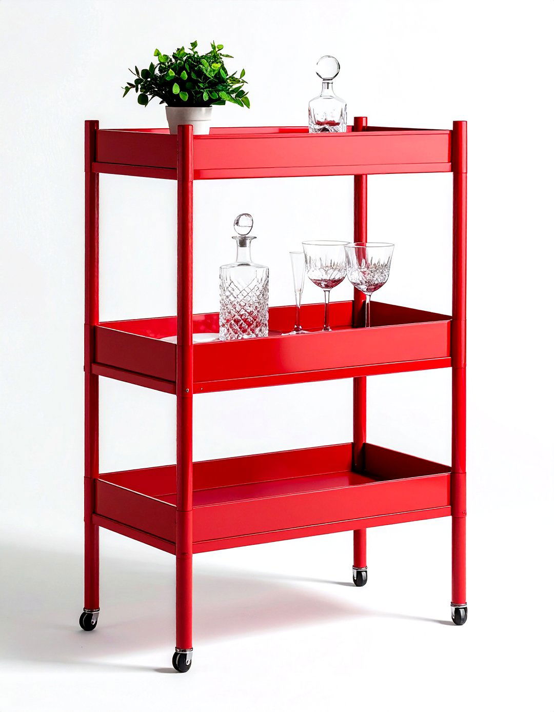 Cherry Red Bar Cart - 30 decor checklist ideas