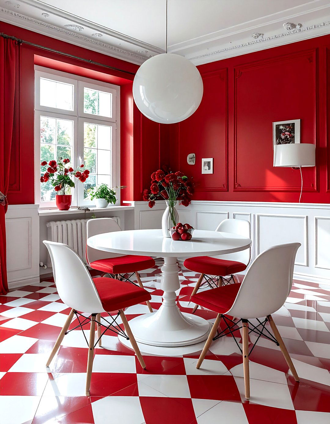 Cherry Red and White Dining Room - 30 red dining room color schemes