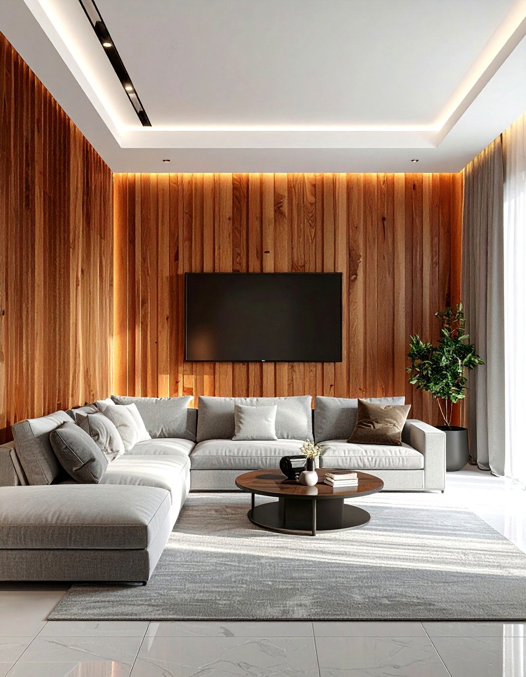 Cherry Slat Wall - 30 living room cherry furniture ideas