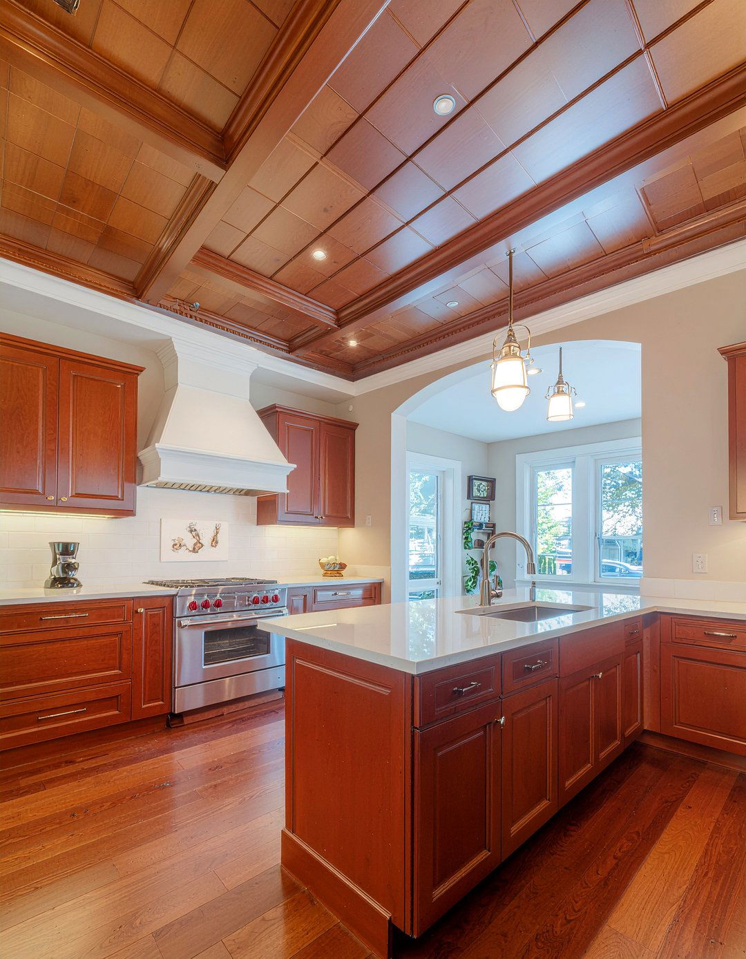 Cherry Wood Ceiling - 30 kitchen wood ceiling ideas