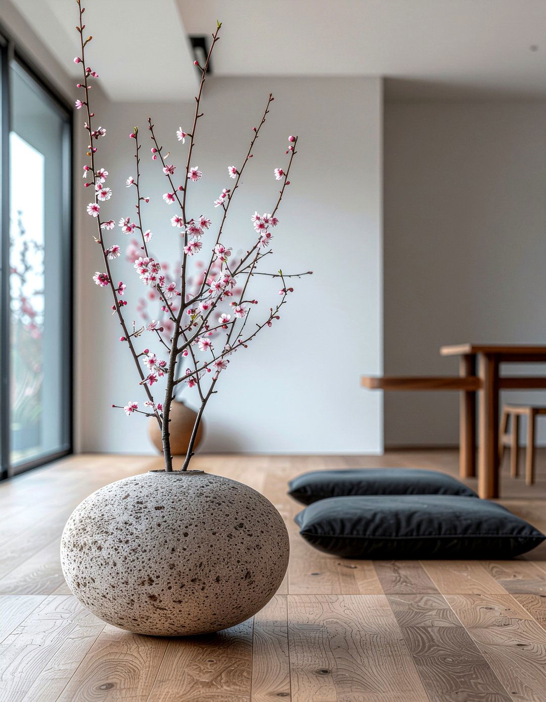 Cherry blossom branch arrangement - 30 floral centerpiece dining ideas