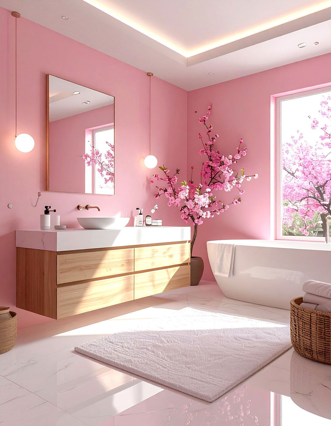 Cherry blossom pink bathroom - 30 pink bathroom color schemes