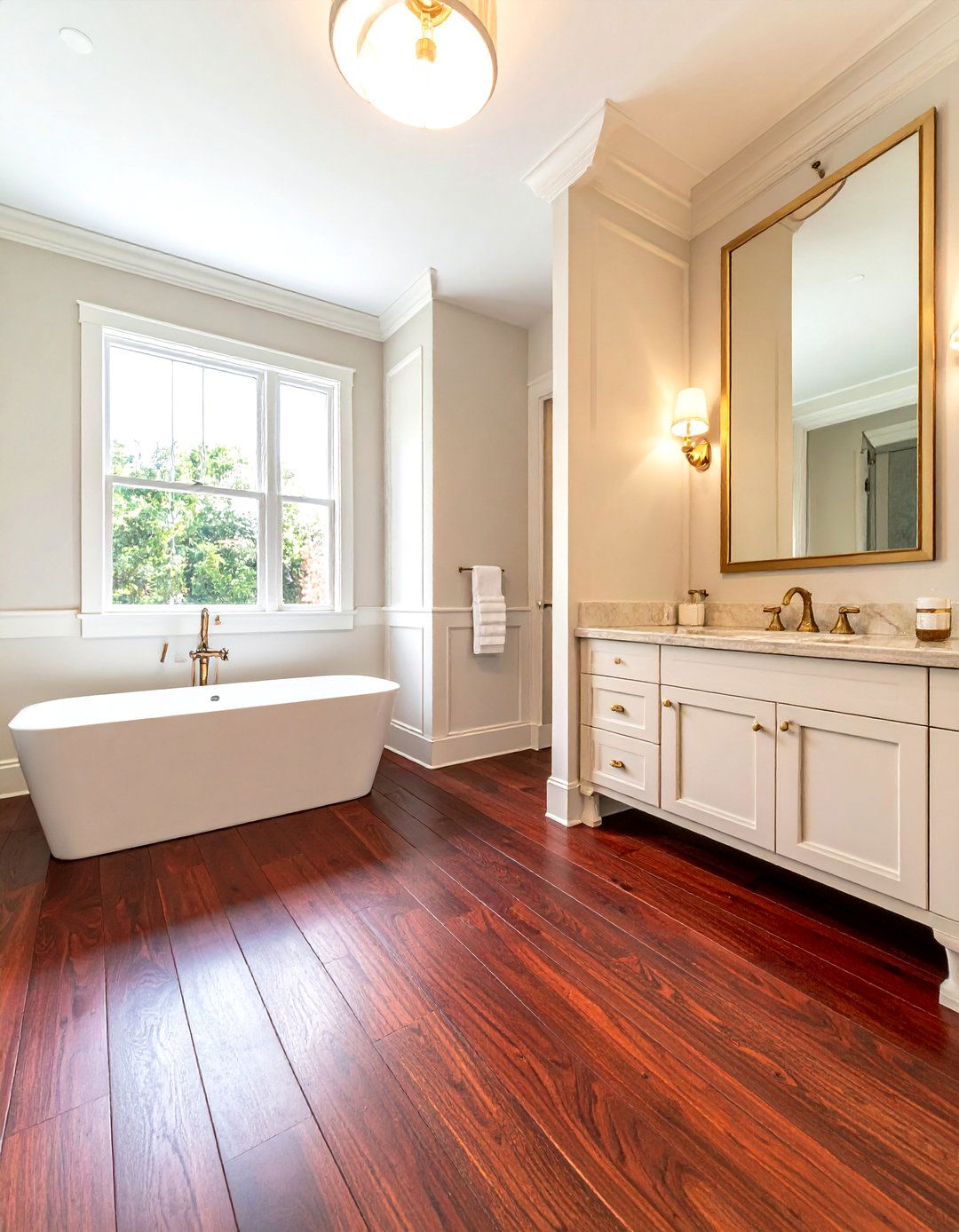 Cherry wood flooring - 30 bathroom wood floor ideas
