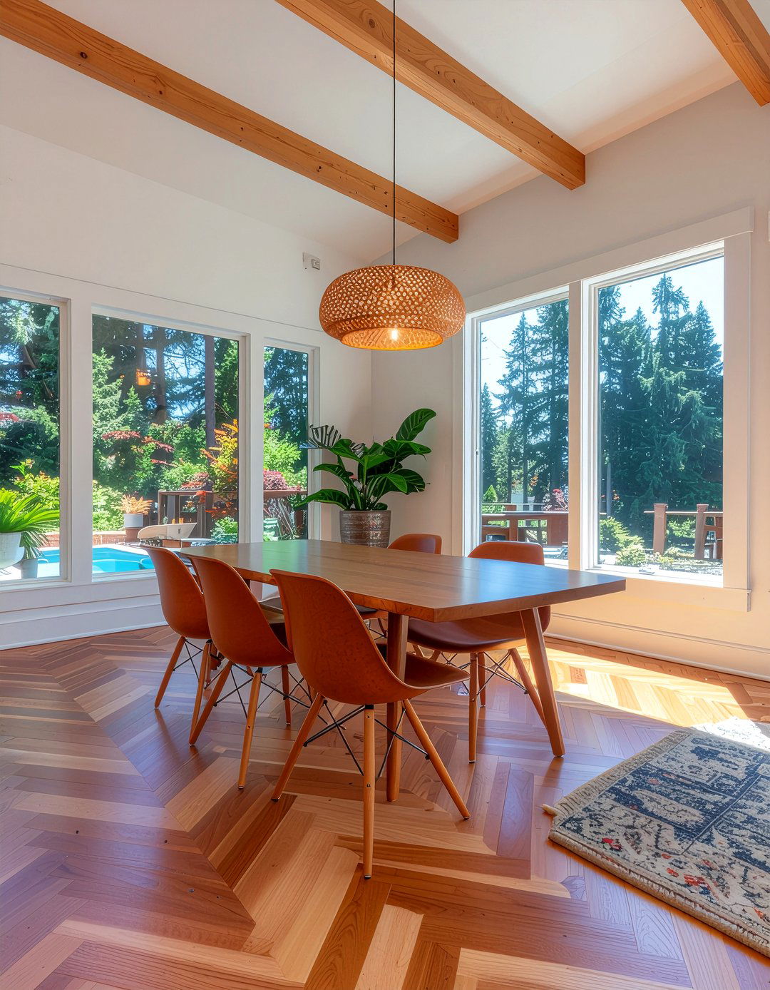 Chevron Hardwood Dining Room - 30 dining room hardwood floor ideas