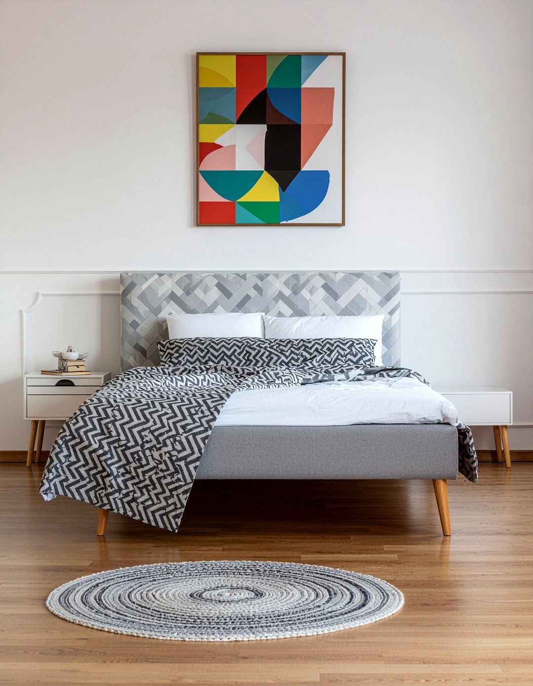 Chevron Pattern Headboard - 30 bedroom upholstered headboards