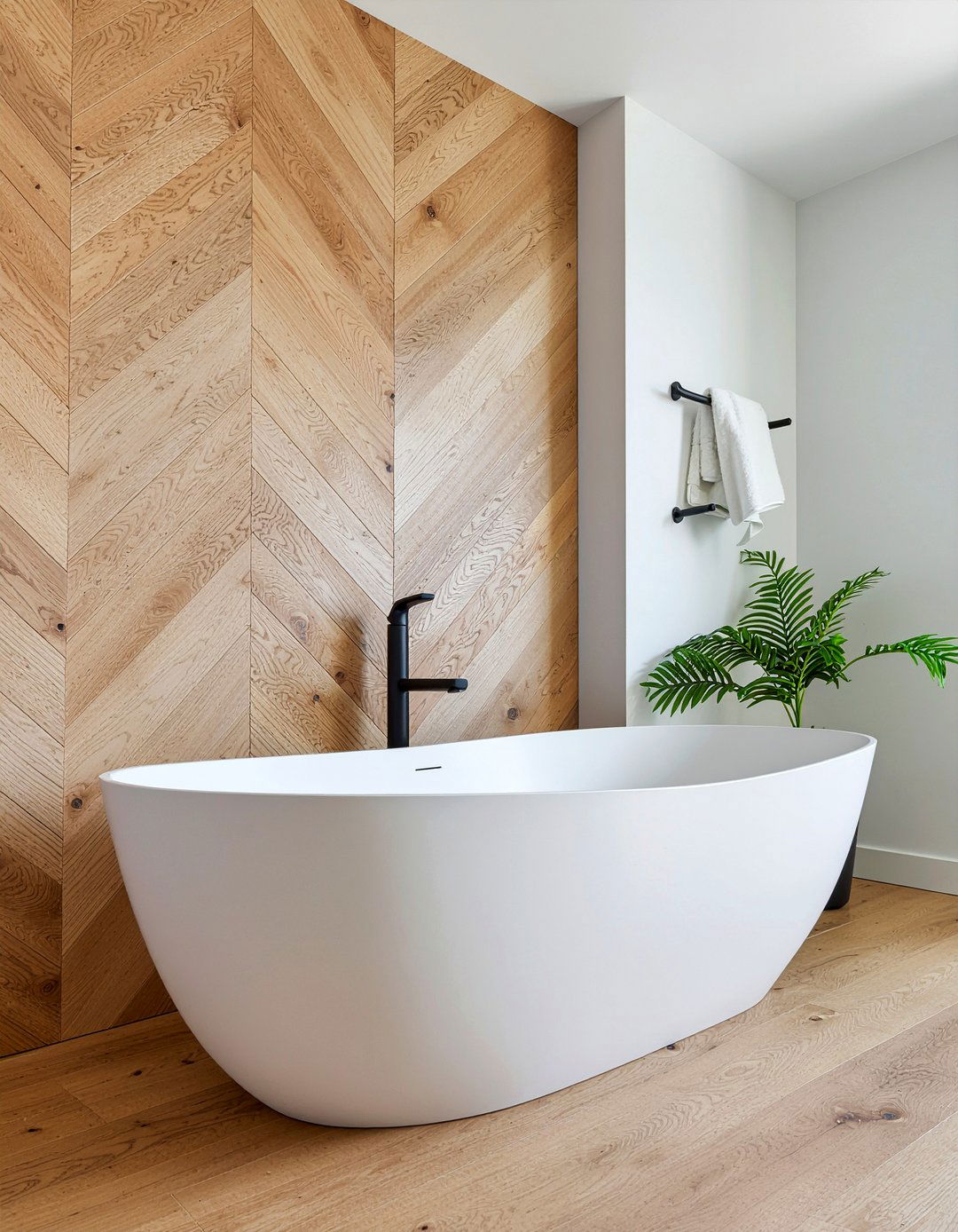 Chevron Wood Bathroom Wall - 30 bathroom millwork ideas