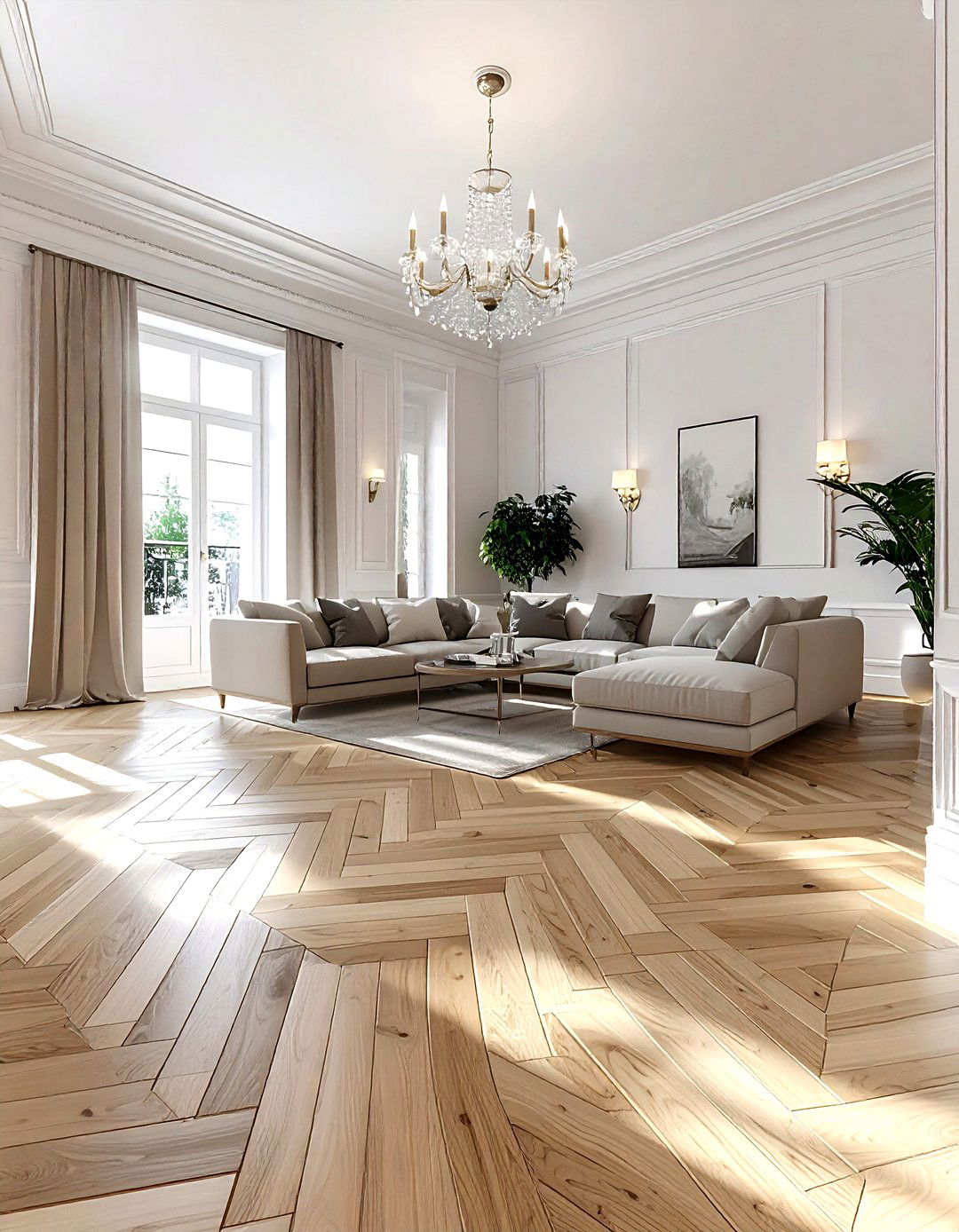 Chevron Wood Floor - 30 living room flooring ideas