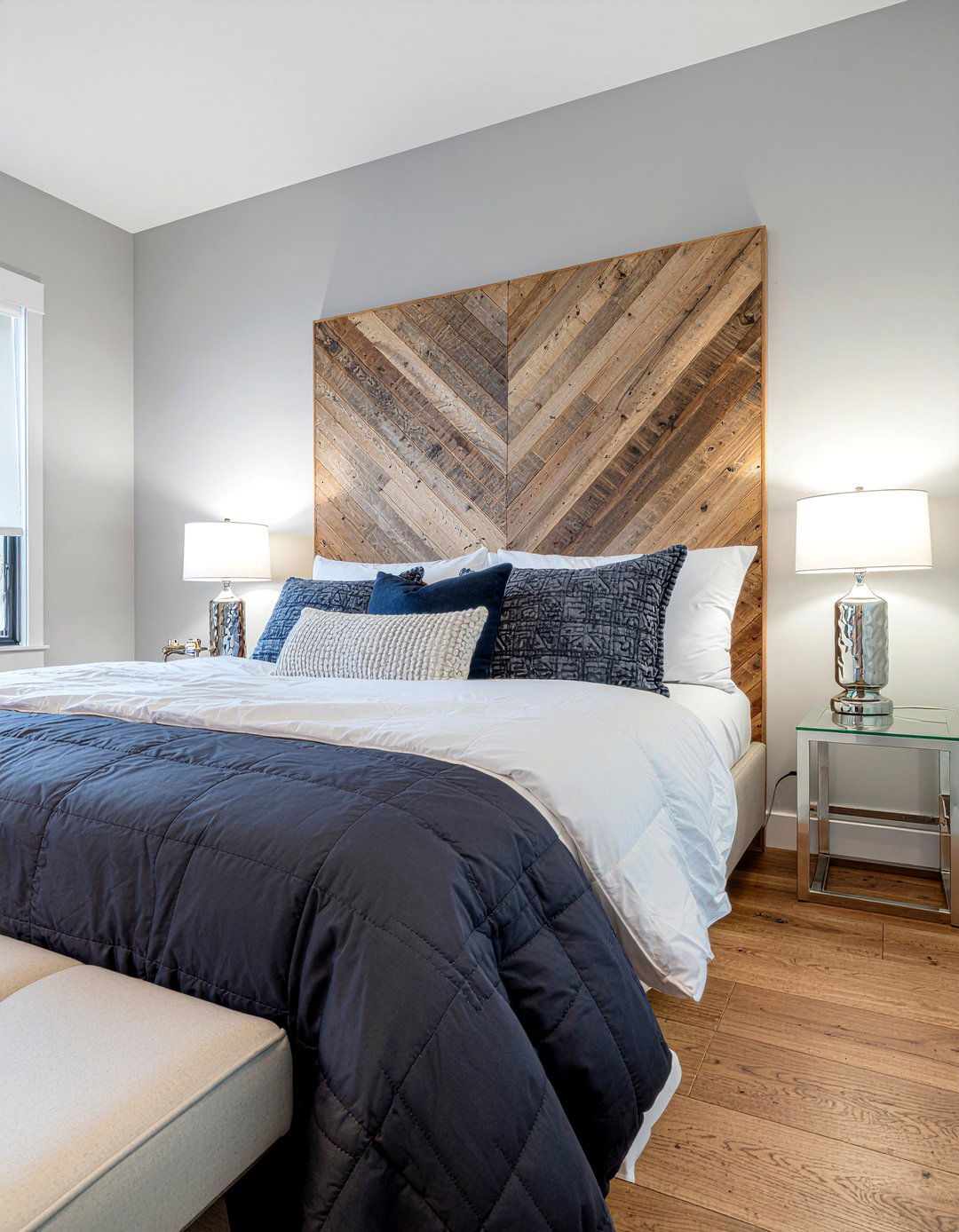 Chevron Wood Headboard - 30 wooden bed frames