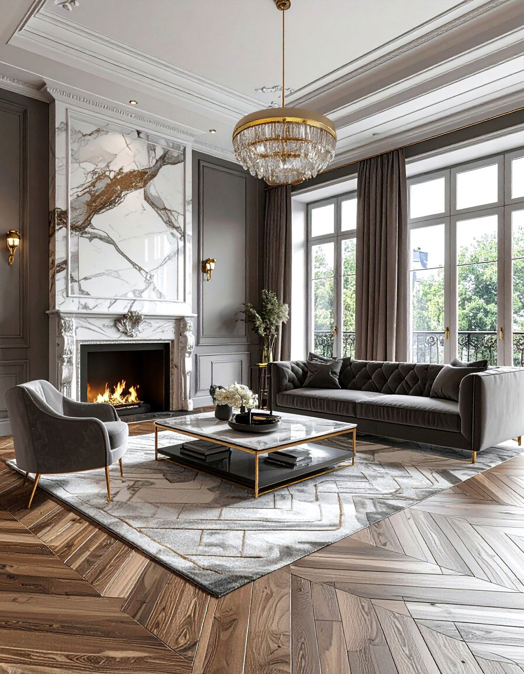 Chevron Wood Pattern - 30 living room floor design ideas