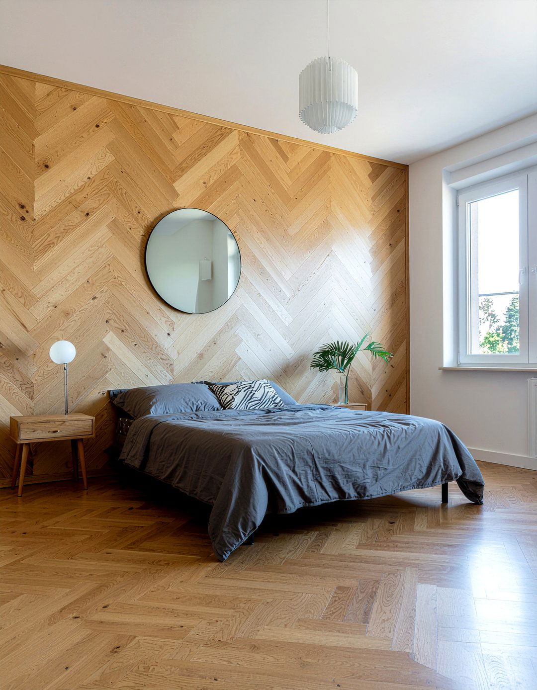 Chevron Wood Wall - 30 bedroom wood wall ideas