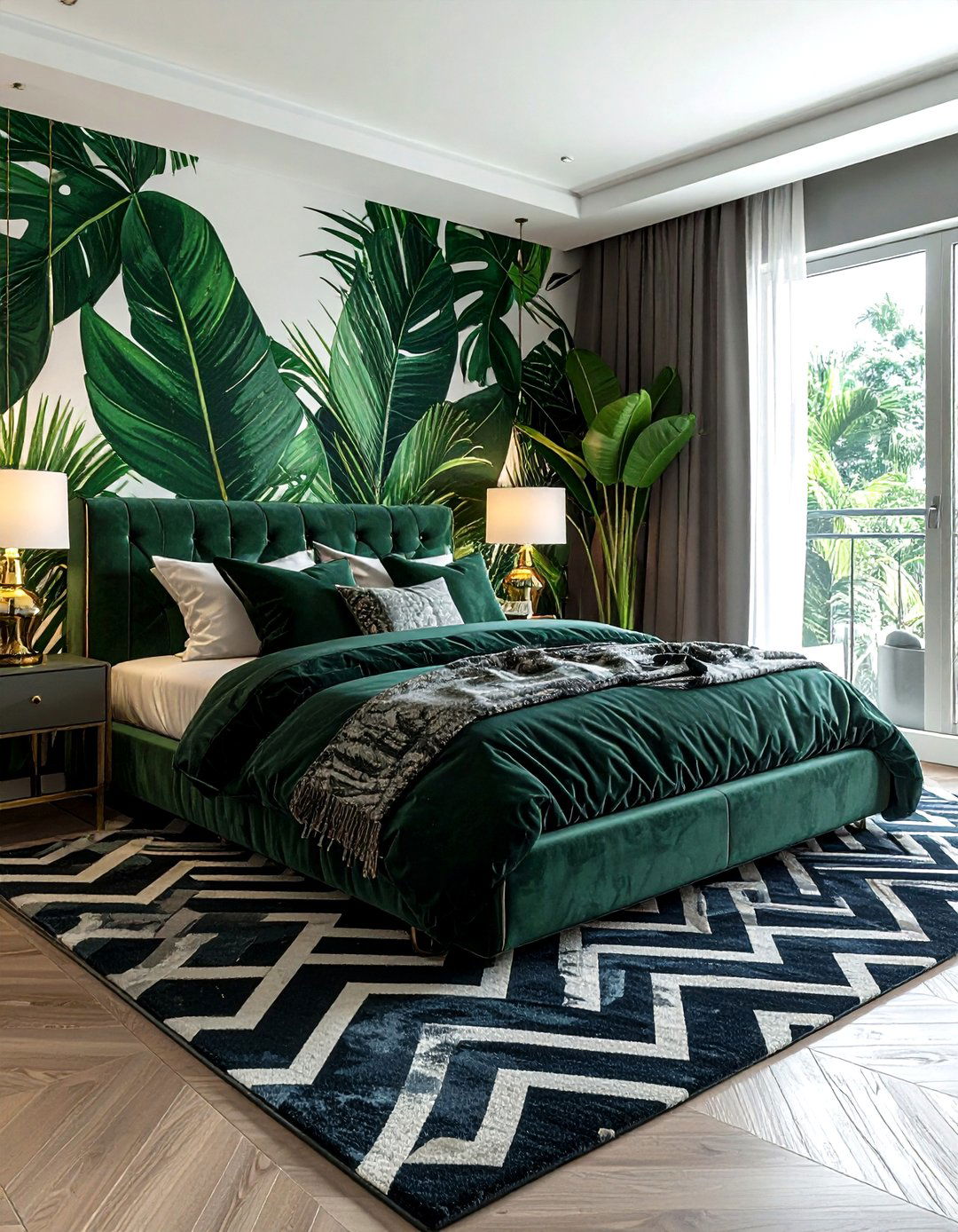 Chevron and botanical bedroom style - 30 bedroom pattern mixing ideas