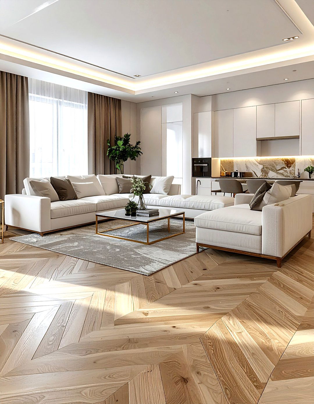 Chevron floor tile layout - 30 living room tile ideas